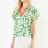 SPRING ENERGY KELLY GREEN PATTERN BLOUSE