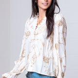 JUST WINGING IT IVORY EMBROIDERED BLOUSE