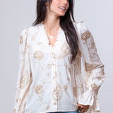 JUST WINGING IT IVORY EMBROIDERED BLOUSE