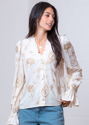 JUST WINGING IT IVORY EMBROIDERED BLOUSE