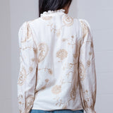 JUST WINGING IT IVORY EMBROIDERED BLOUSE