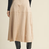 ONLINE EXCLUSIVE:  SUPERPOWER DRAWSTRING FAUX SUEDE SKIRT - BEIGE OR CAMEL