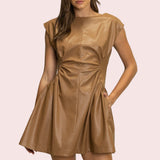 ONLINE EXCLUSIVE:  SLEEK UPTOWN FAUX LEATHER MINI DRESS