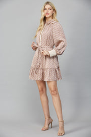 HARVEST CUTIE GEO PRINT SATIN TIE DRESS