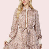 HARVEST CUTIE GEO PRINT SATIN TIE DRESS