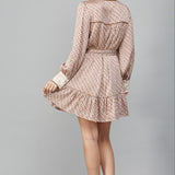 HARVEST CUTIE GEO PRINT SATIN TIE DRESS