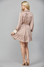 HARVEST CUTIE GEO PRINT SATIN TIE DRESS
