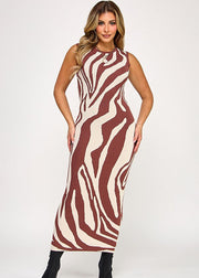 OUT PAST MIDNIGHT ZEBRA PRINT DRESS