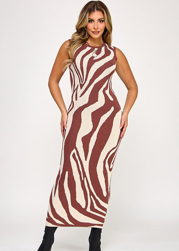 OUT PAST MIDNIGHT ZEBRA PRINT DRESS