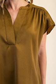 OFFICE CHIC CAP SLEEVE SATIN BLOUSE