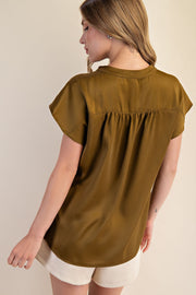 OFFICE CHIC CAP SLEEVE SATIN BLOUSE