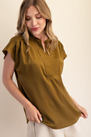 OFFICE CHIC CAP SLEEVE SATIN BLOUSE