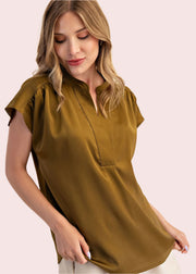 OFFICE CHIC CAP SLEEVE SATIN BLOUSE