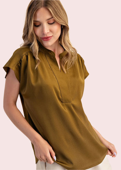 OFFICE CHIC CAP SLEEVE SATIN BLOUSE