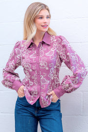 PAISLEY MOMENTS MAUVE EMBROIDERED TOP
