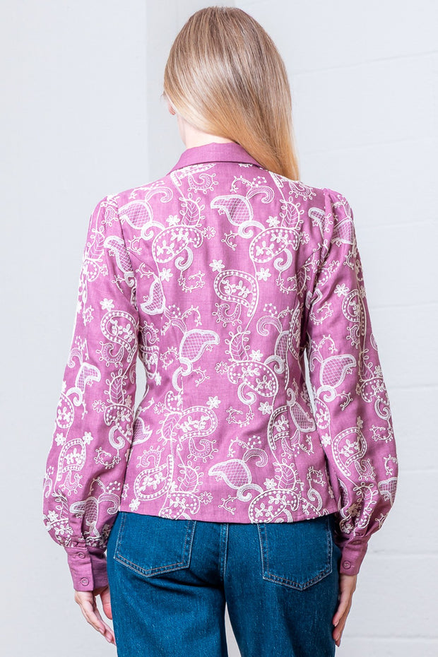 PAISLEY MOMENTS MAUVE EMBROIDERED TOP