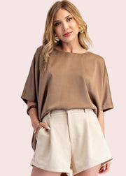 COFFEE STROLL MOCHA OVERSIZED BLOUSE