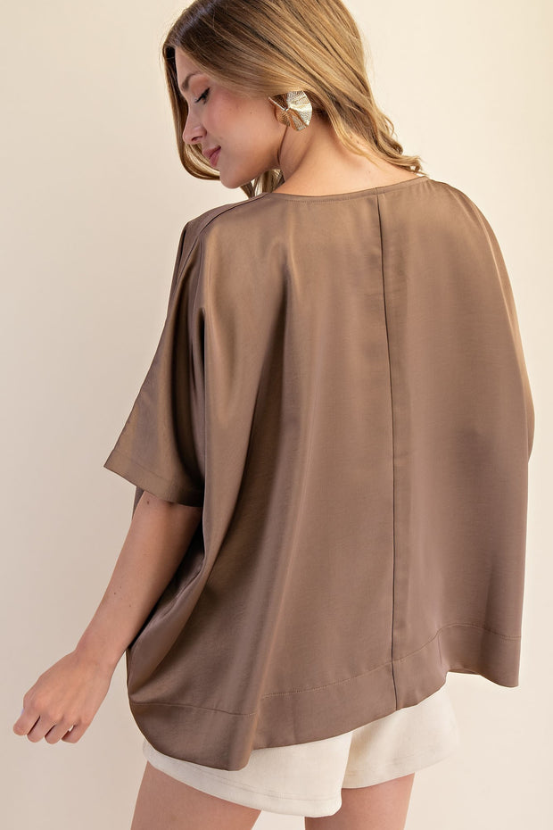 COFFEE STROLL MOCHA OVERSIZED BLOUSE