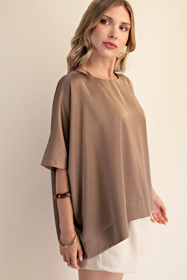 COFFEE STROLL MOCHA OVERSIZED BLOUSE