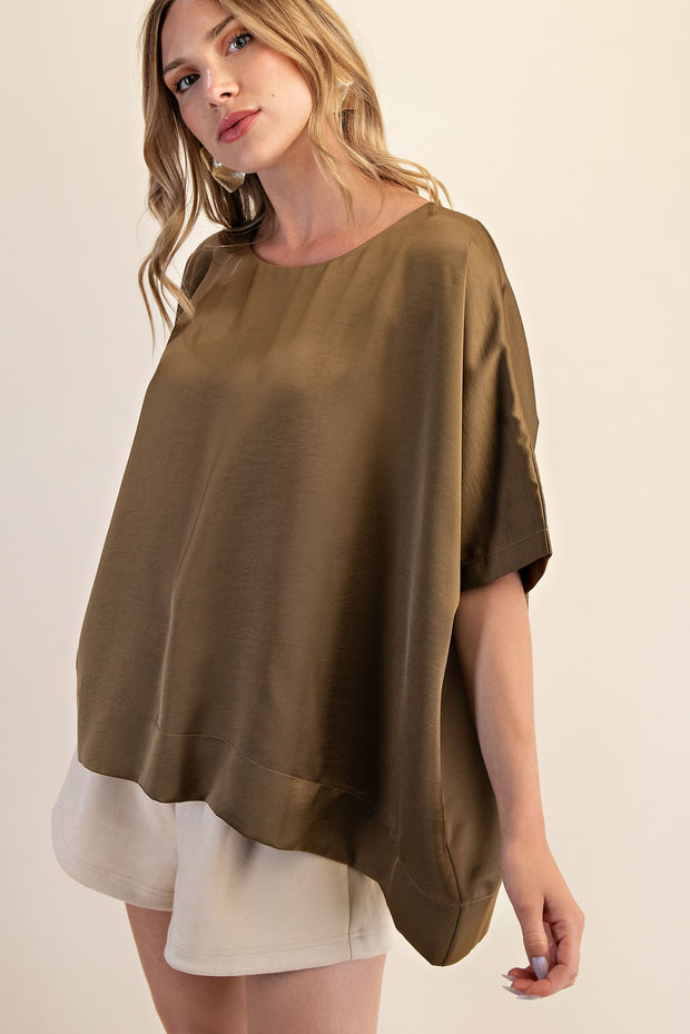 COFFEE STROLL MOCHA OVERSIZED BLOUSE