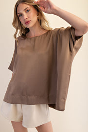 COFFEE STROLL MOCHA OVERSIZED BLOUSE
