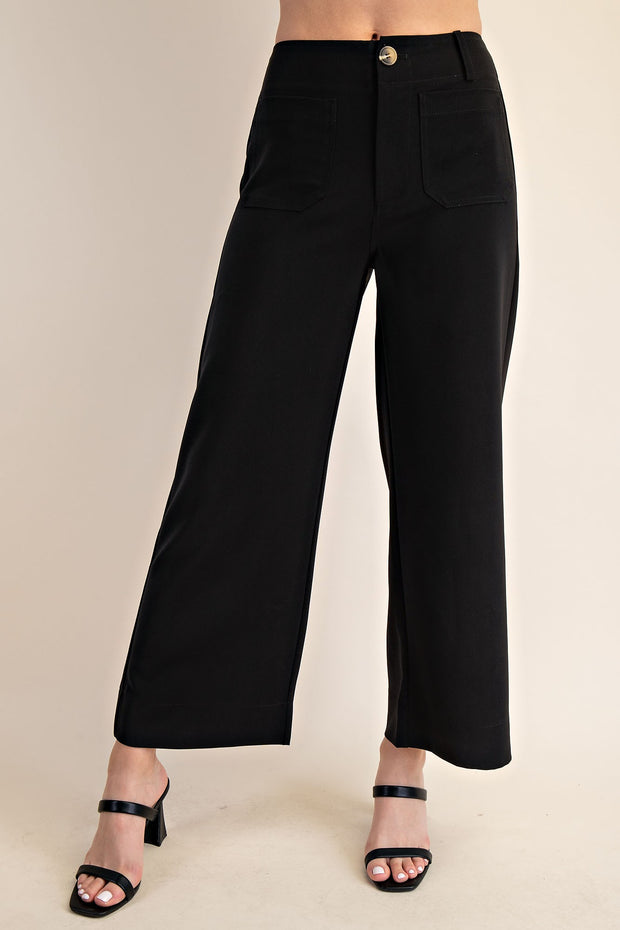 VILLA BRUNCH CROPPED WIDE LEG PANTS - BLACK OR CAMEL