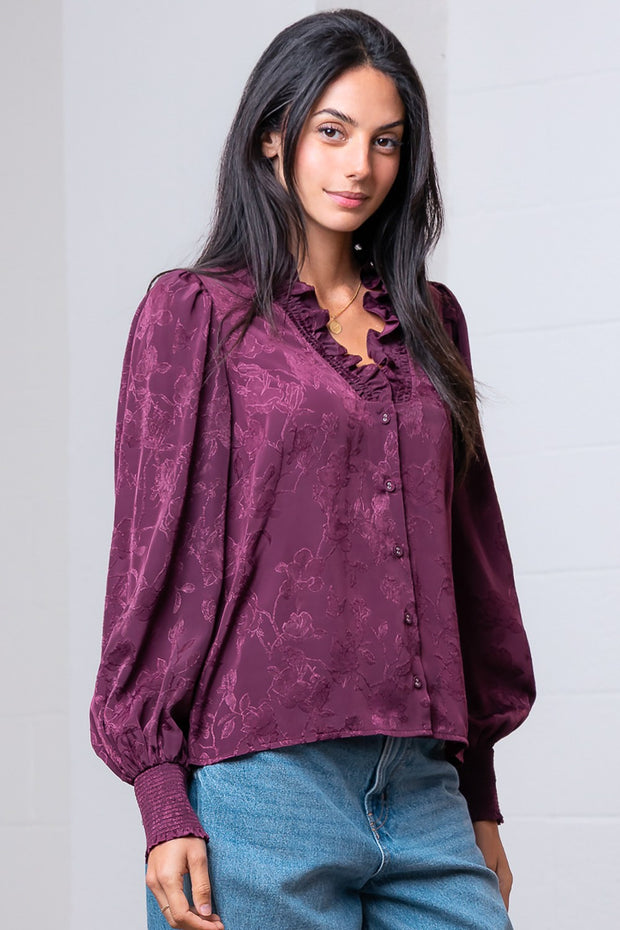 ALWAYS IN STYLE RUFFLE BLOUSE