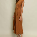POLISHED PERFECTION SATIN PANEL MIDI DRESS