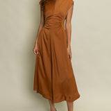 POLISHED PERFECTION SATIN PANEL MIDI DRESS