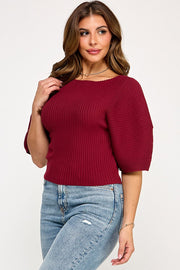 SAIL AWAY BOAT NECK SWEATER - WINE OR MOCHA