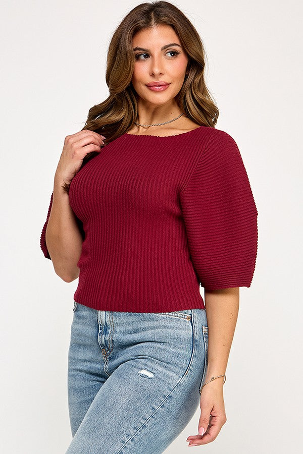 SAIL AWAY BOAT NECK SWEATER - WINE OR MOCHA