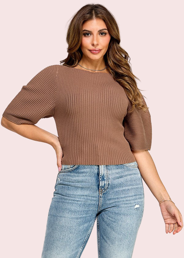 SAIL AWAY BOAT NECK SWEATER - WINE OR MOCHA