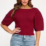 SAIL AWAY BOAT NECK SWEATER - WINE OR MOCHA