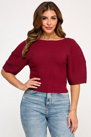 SAIL AWAY BOAT NECK SWEATER - WINE OR MOCHA
