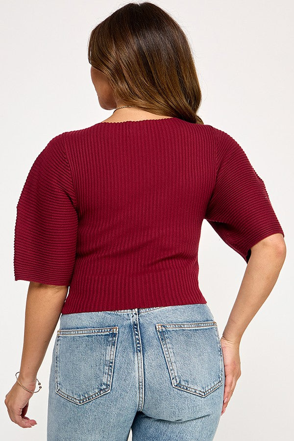SAIL AWAY BOAT NECK SWEATER - WINE OR MOCHA