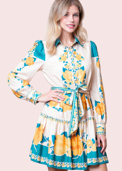 AUTUMN AURA FLORAL MINI DRESS