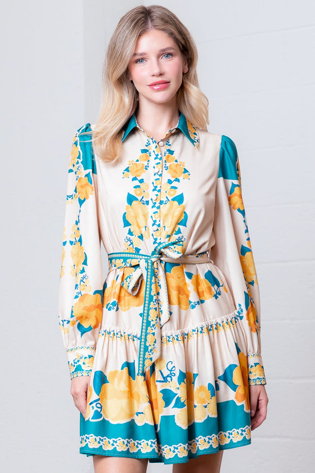 AUTUMN AURA FLORAL MINI DRESS