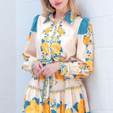 AUTUMN AURA FLORAL MINI DRESS