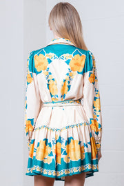 AUTUMN AURA FLORAL MINI DRESS