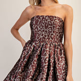 HER SWEET SIDE STRAPLESS LEOPARD BUBBLE DRESS