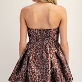 HER SWEET SIDE STRAPLESS LEOPARD BUBBLE DRESS