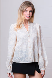 DRESS REHEARSAL IVORY BUTTON DOWN BLOUSE
