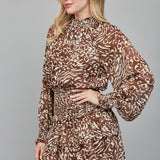 FLIRTY ALLURE ANIMAL PRINT SMOCKED DRESS