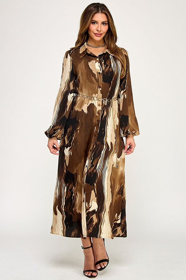 FADED PHOTOGRAPHS CHAIN BELT DRESS