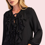 WHIRLWIND ROMANCE BLACK RUFFLE BLOUSE
