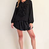 WHIRLWIND ROMANCE BLACK RUFFLE BLOUSE