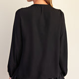 WHIRLWIND ROMANCE BLACK RUFFLE BLOUSE