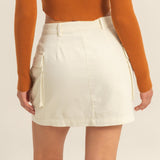 FEEL THE RUSH CARGO MINI SKIRT - CREAM OR BLACK