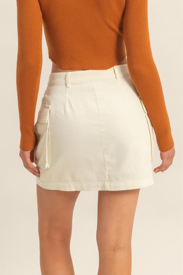 FEEL THE RUSH CARGO MINI SKIRT - CREAM OR BLACK