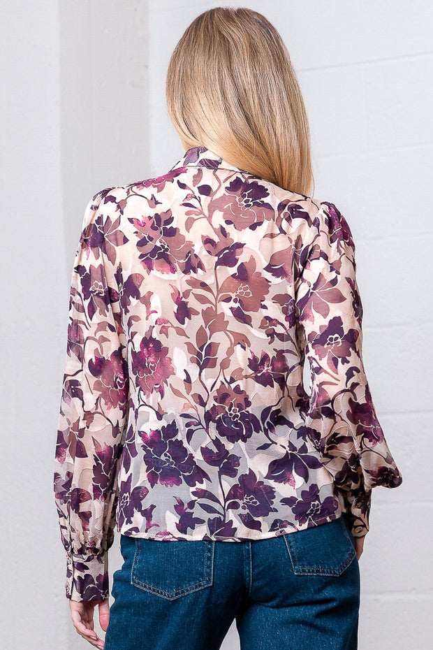 PURPLE PASSION FITTED BUTTON UP BLOUSE